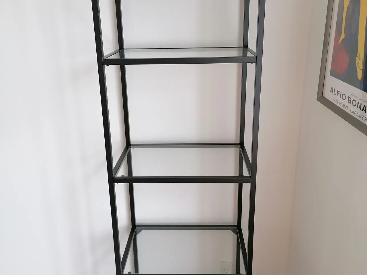 Billede 2 - Sort stål reol med glasplader 