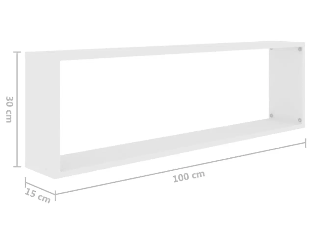 Billede 9 - Væghængte kubehylder 4 stk. 100x15x30 cm konstrueret træ hvid