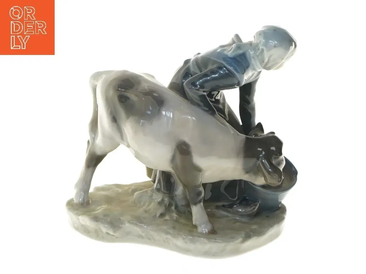 Billede 3 - Porcelænsfigur af kvinde og kalv fra Royal Copenhagen (str. 16,5x16,5 cm)