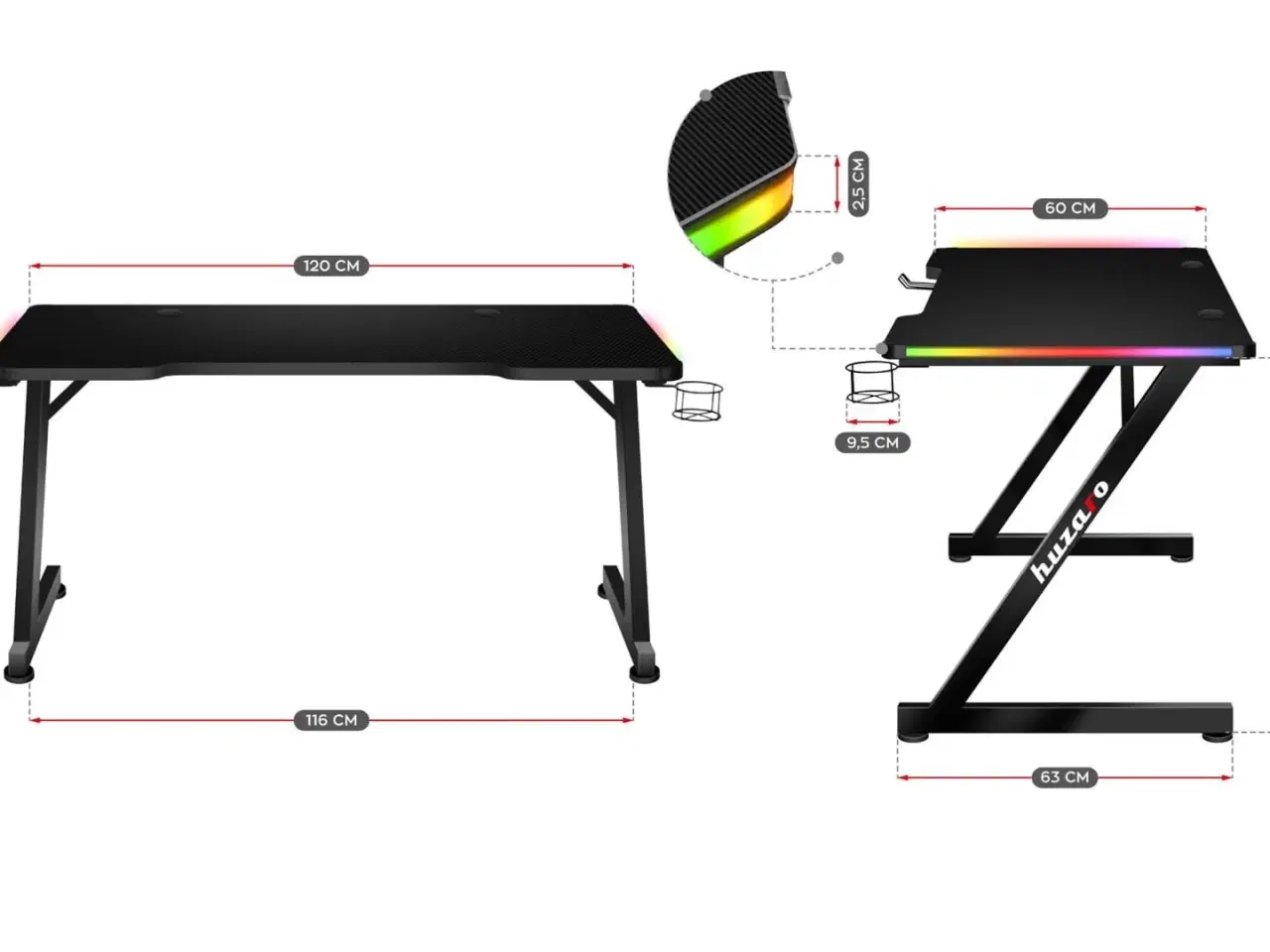 Billede 7 - Gaming bord Huzaro Hero 2.5 med RGB LED