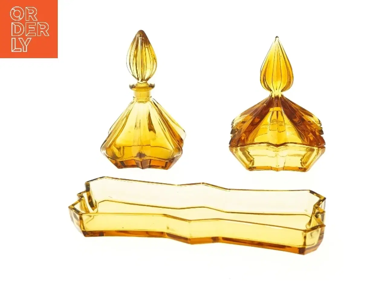 Billede 1 - Vintage Decanter set in amber glass (str. 22x8 cm)