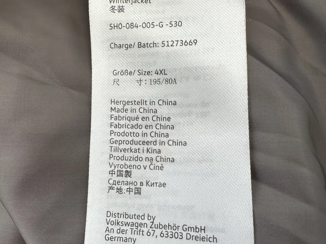 Billede 6 - Original VW Vinterjakke  Herre model Str. 4XL 