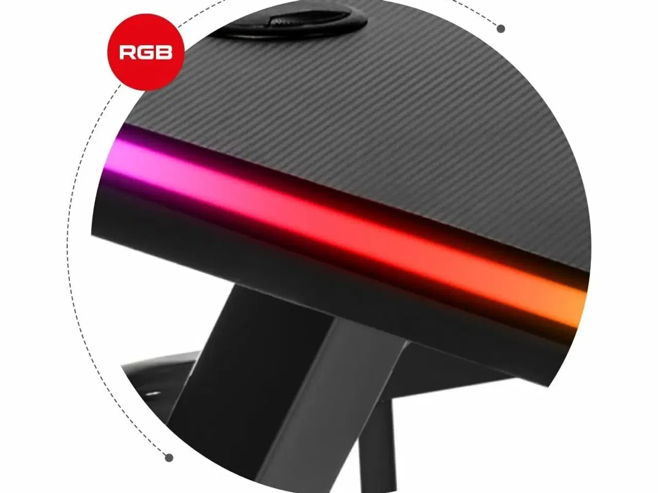 Billede 2 - Skrivebord Gaming Huzaro HZ-Hero 5.0 RGB Sort Stål Kulfiber 116 x 69,5 x 59 cm