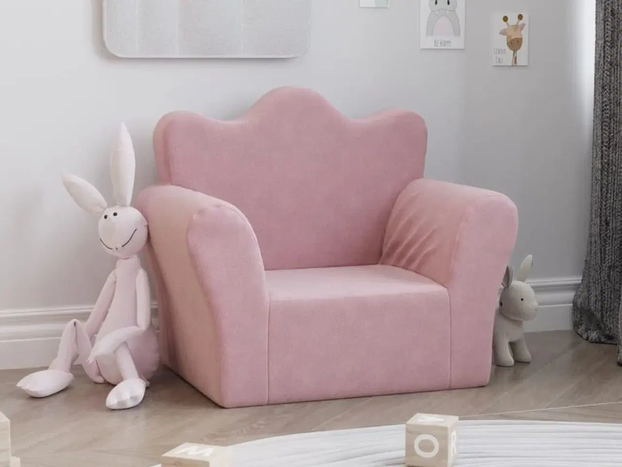 Billede 1 - Lænestol til børn blødt plys lyserød