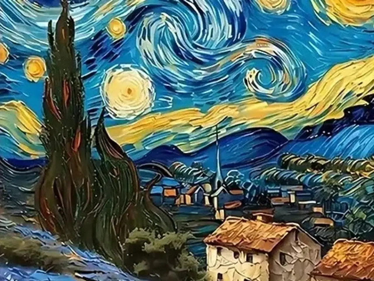 Billede 1 - * Lærredsmaleri/tryk; Stjernehimmel af Van Gogh