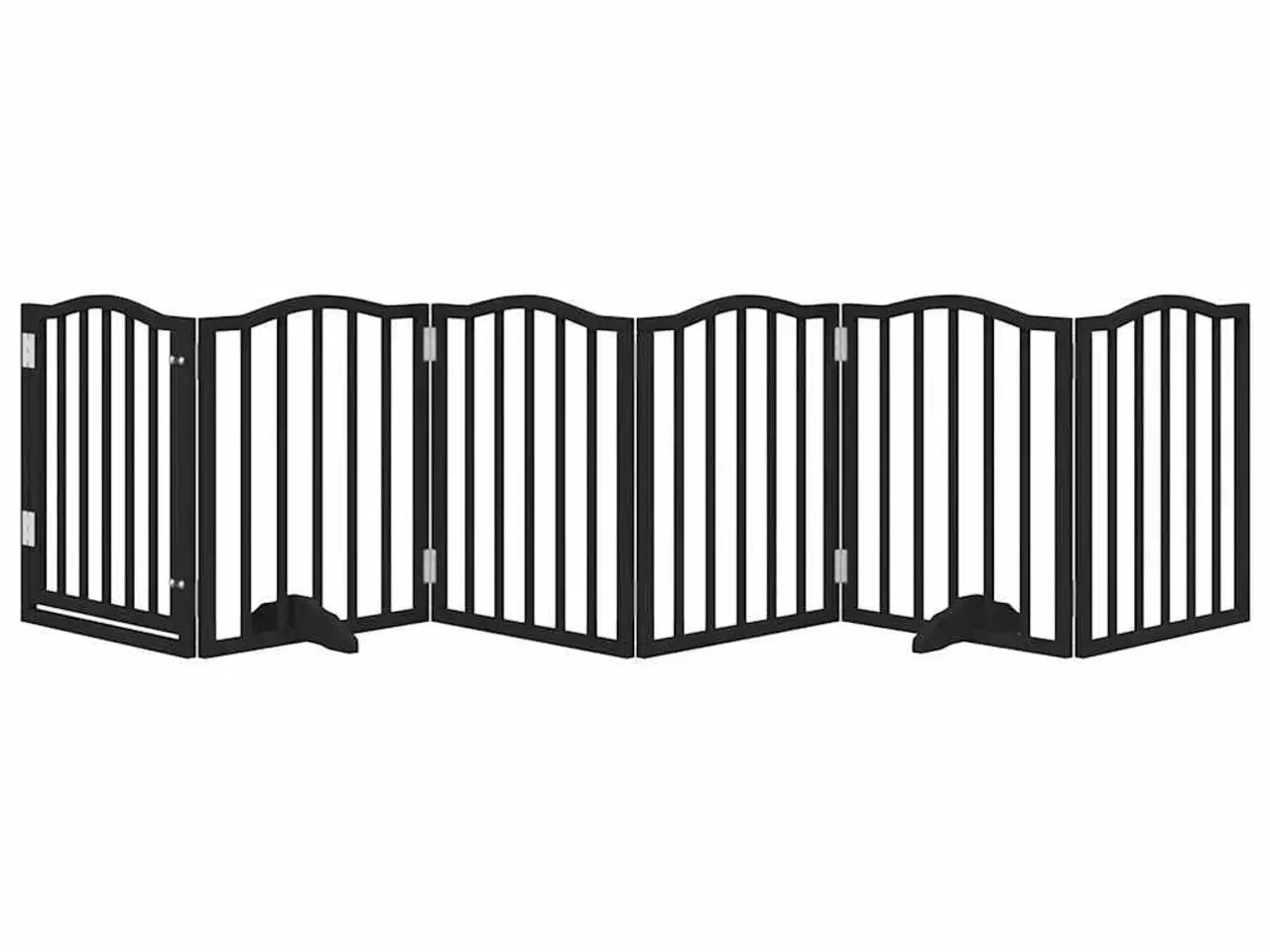 Billede 3 - Hundelåge med dør 6 paneler 300 cm foldbar poppeltræ sort