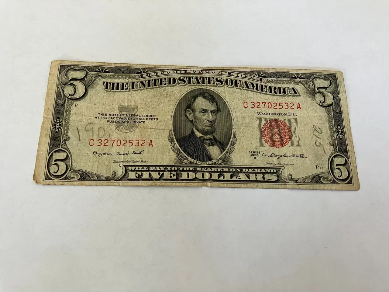 Billede 1 - 5 Dollars USA 1953 B - Dårlig stand