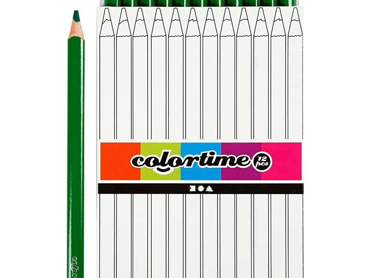 Billede 1 - Colortime Farveblyanter, L: 17,45 cm, mine 5 mm, JUMBO, grøn, 12stk./ 1 pk.