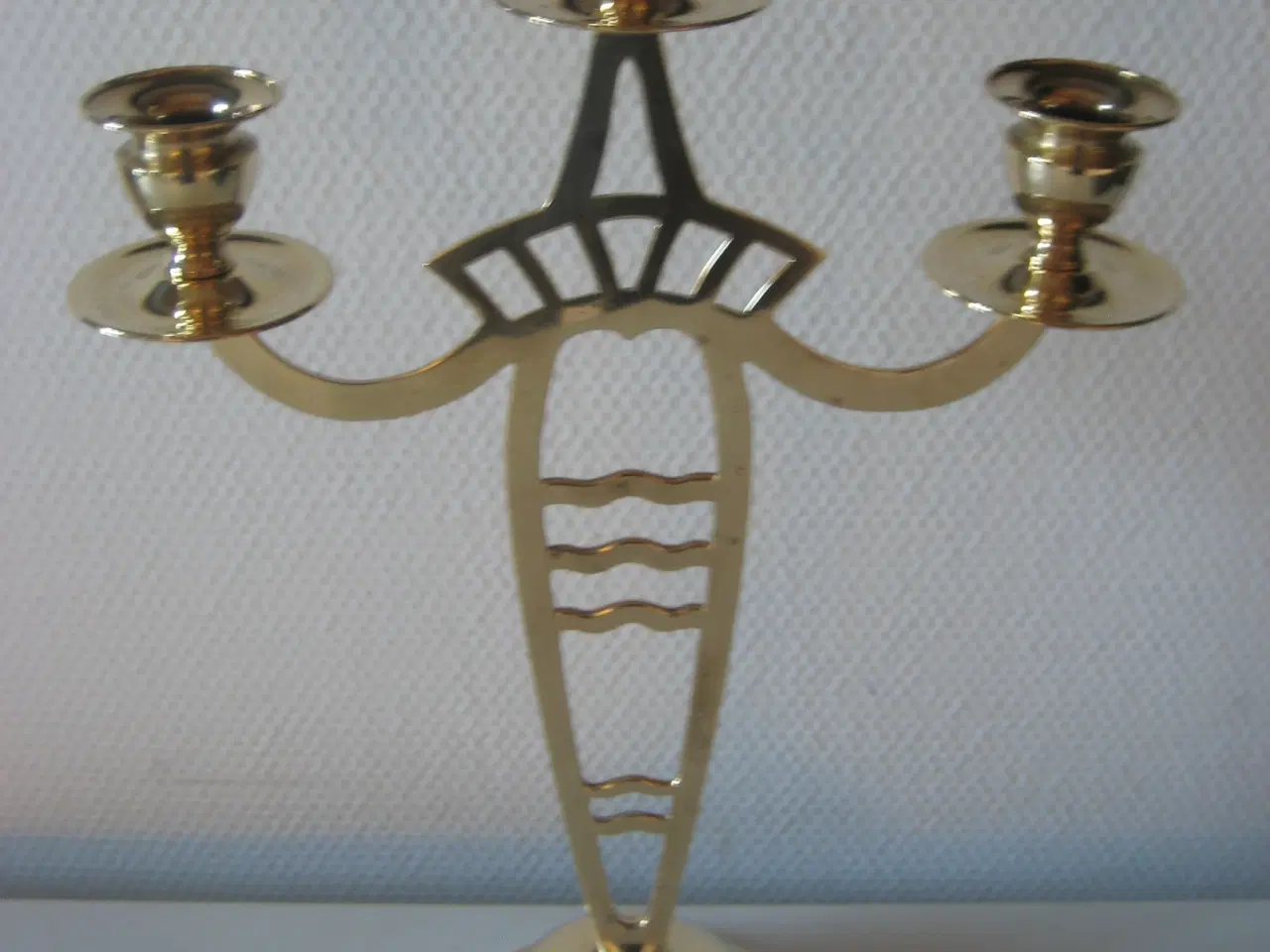 Billede 1 - 3-armet messinglysestage i Jugendstil