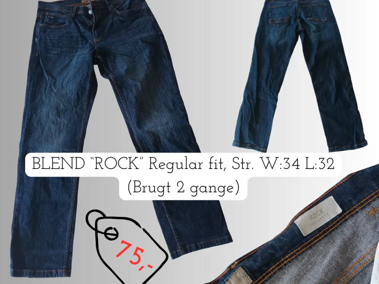 Billede 1 - BLEND, "rock", regular fit,  denim buks. str. W34 