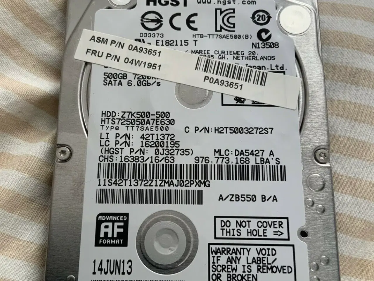 Billede 2 - Harddisk HGST Travelstar Z7K500 HTS 725050A7E630