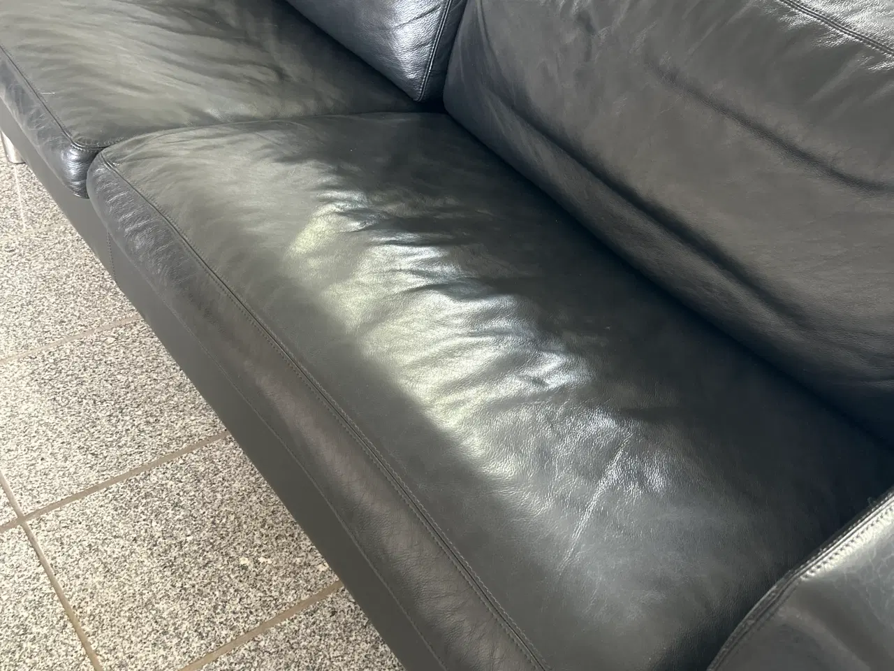 Billede 5 - Sort læder sofa gruppe