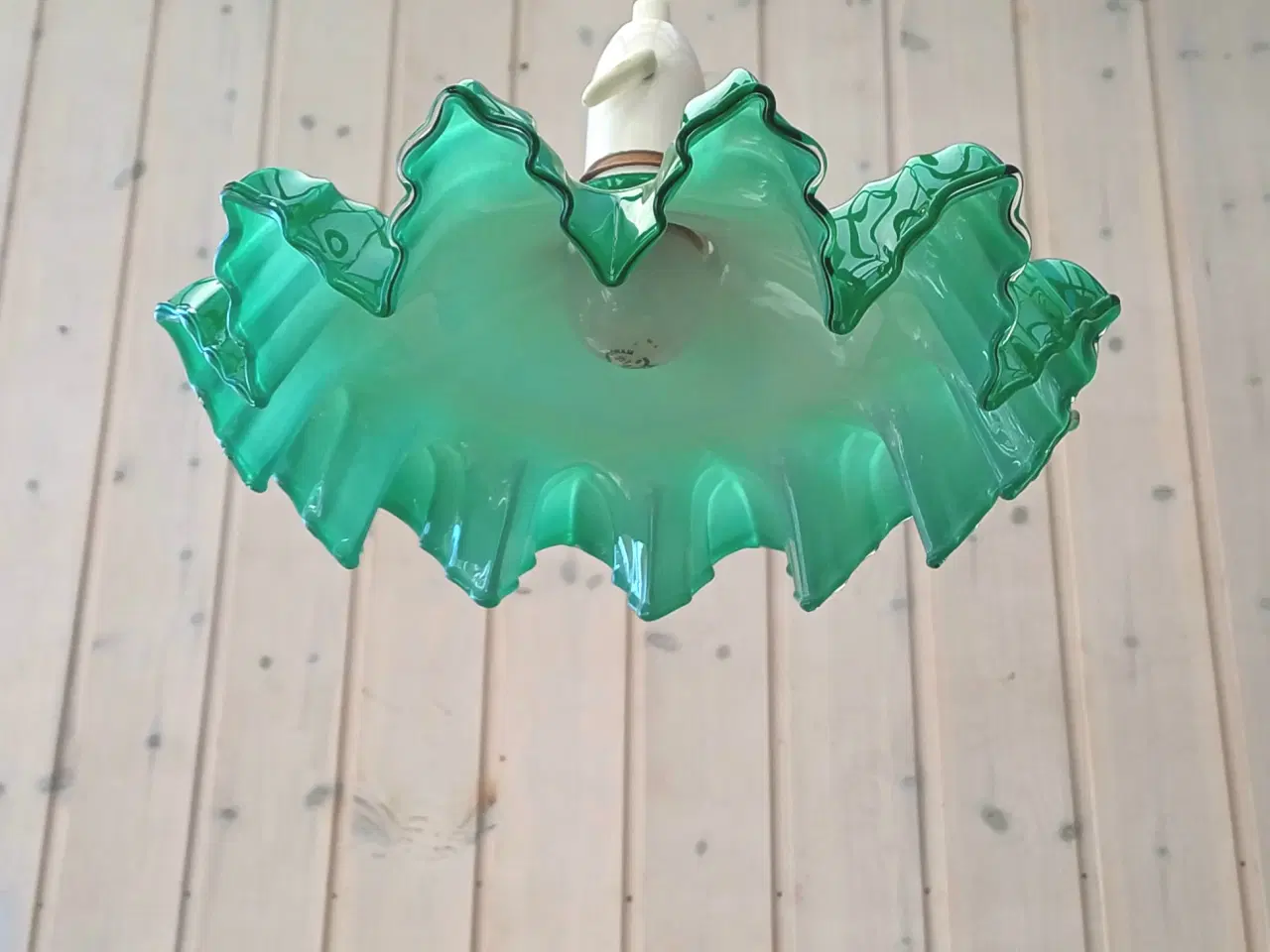 Billede 8 - Retro/vintage loftlampe med grøn glasskærm