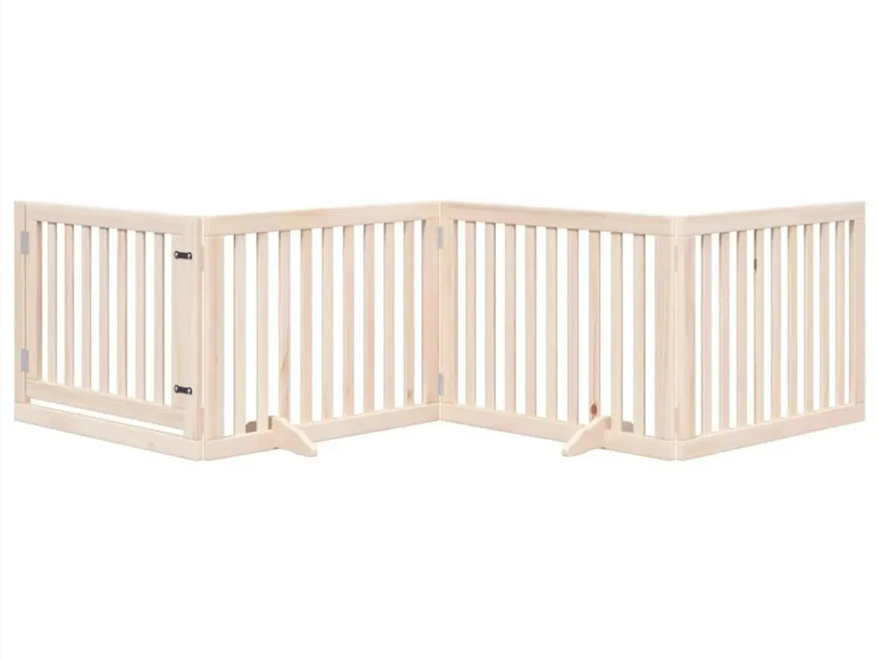 Billede 3 - Hundegitter med dør, foldbar, 4 paneler, 320 cm, poppeltræ