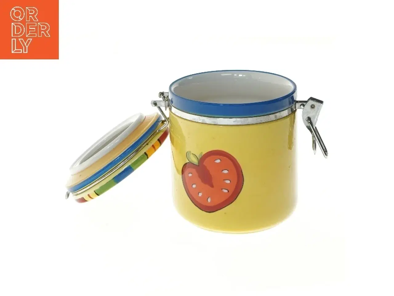 Billede 6 - Keramisk opbevaringskrukke med kliklåg Ø12,5 cm (str. Ø 12,5 cm længde 16 cm)