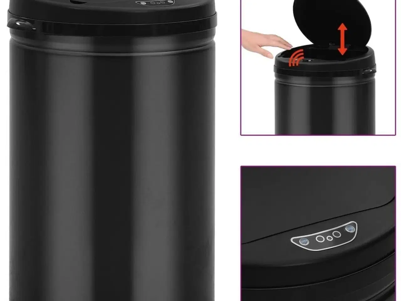 Billede 1 - Affaldsspand med sensor 30 l kulstofstål sort