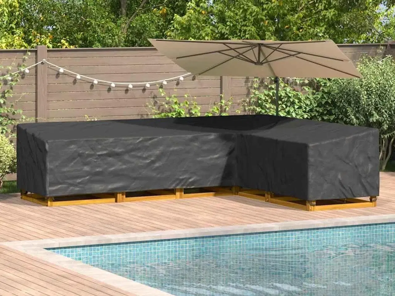 Billede 1 - Overtræk til havemøbler Sort 330 x 255 x 80 cm 420D Oxford Stof