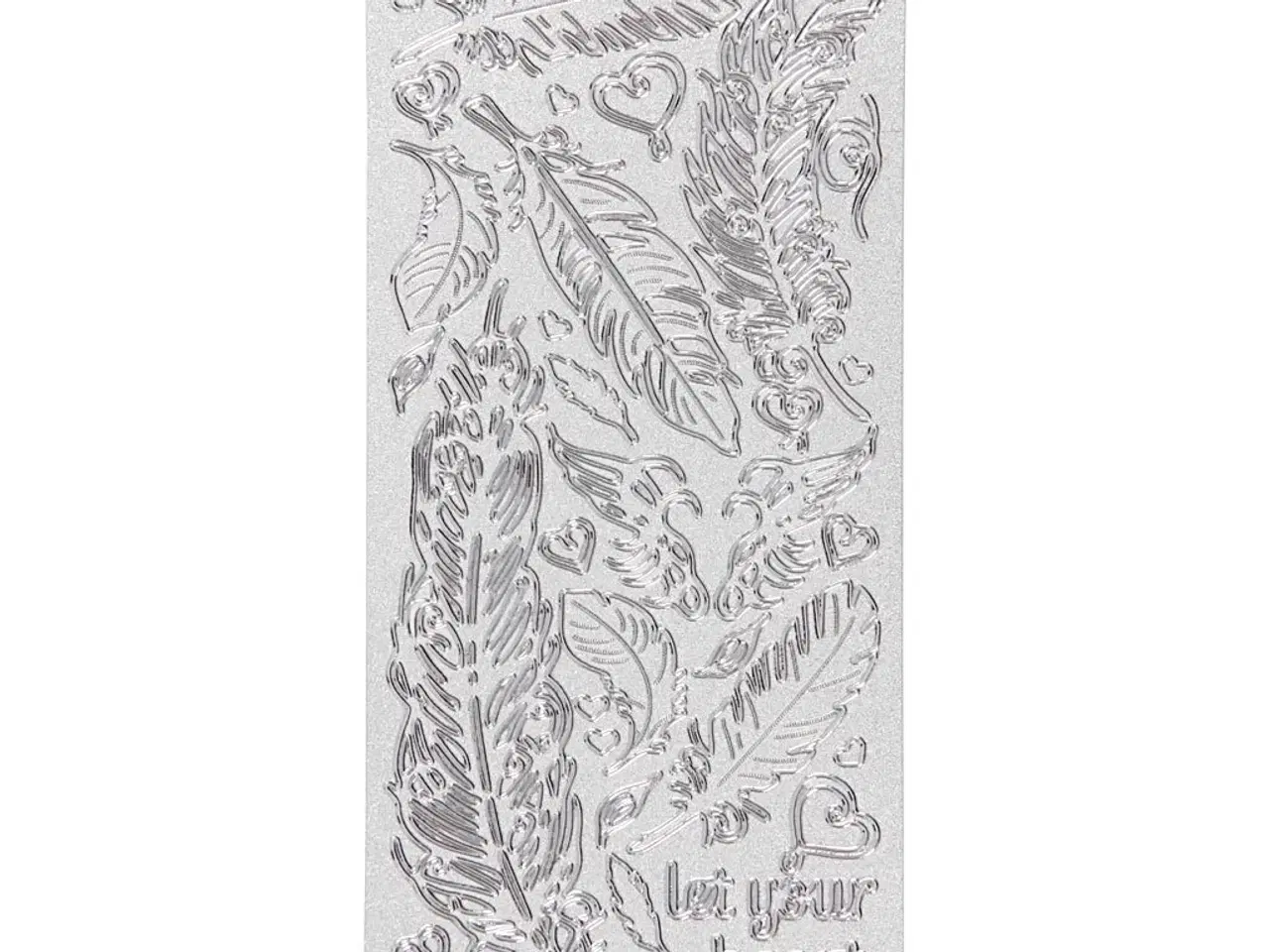 Billede 1 - Stickers, fjer, ark 10x23 cm, sølv, 1 ark