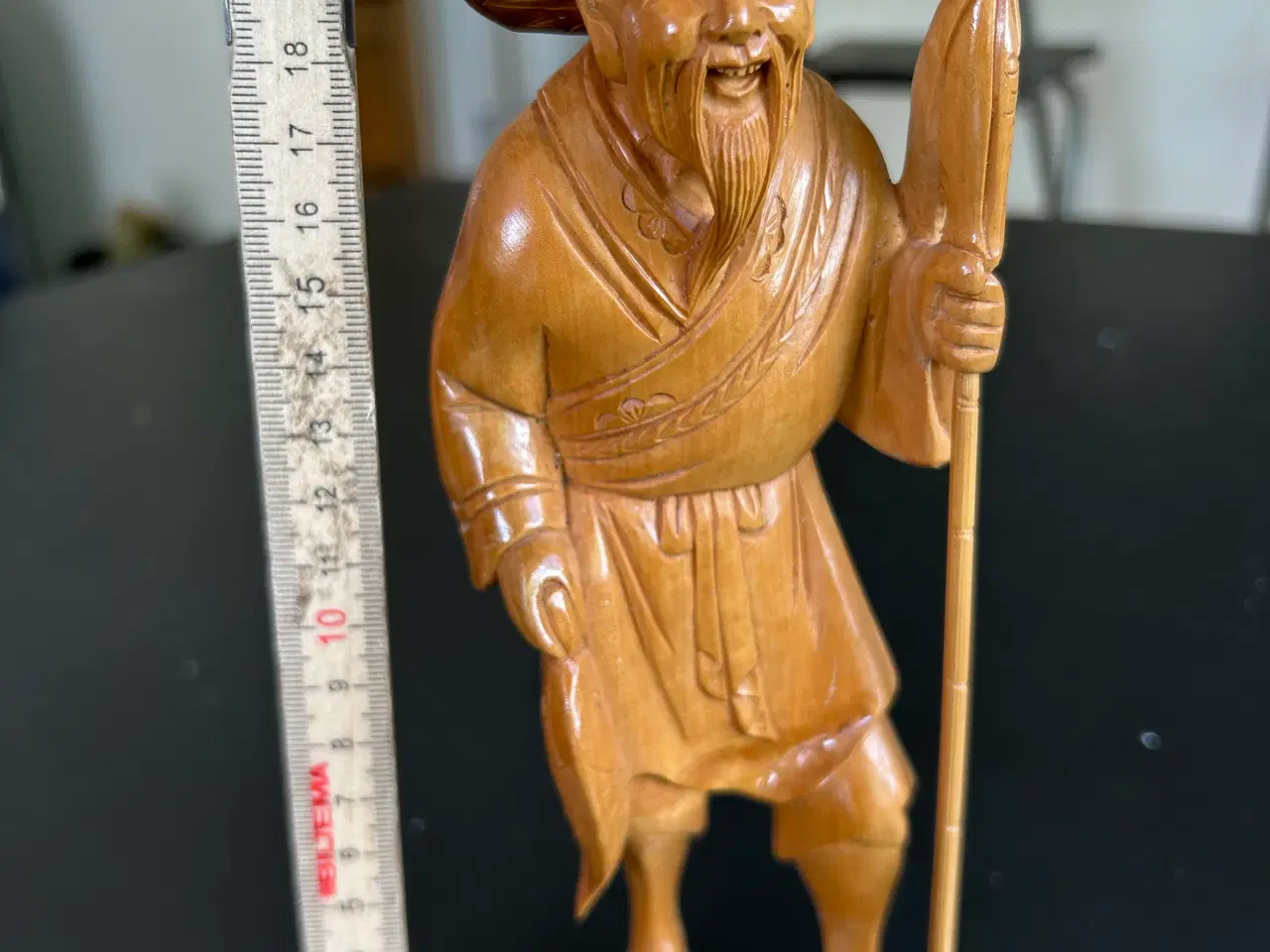 Billede 1 - Vintage håndskåret kinesisk træfigur