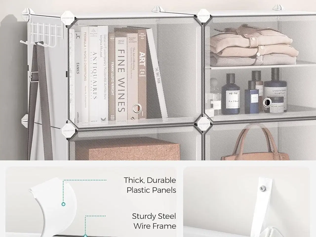 Billede 5 - Skoreol med låger modulært skoskab, 10 rum, hvid