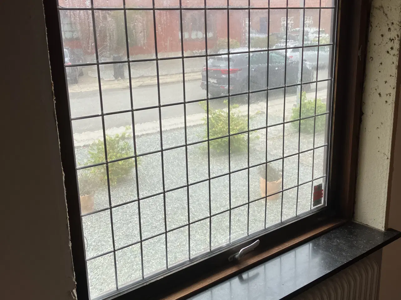 Billede 1 - 3 stk Bly indfattet rude med røg farvede glas