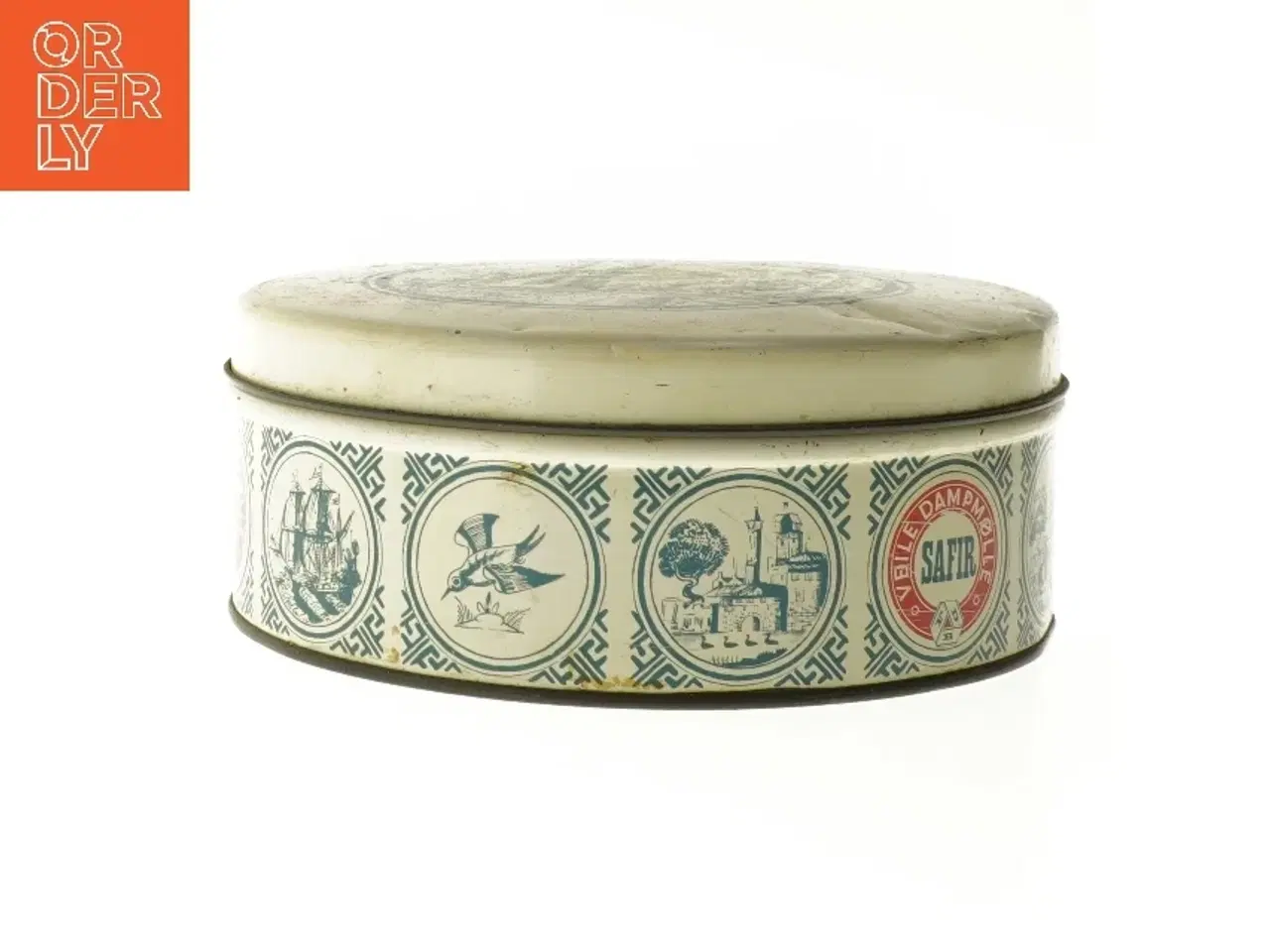 Billede 1 - Vintage rund blikdåse Safir Vejle Dampmølle (str. Ø 22 cm højde 8,5 cm)