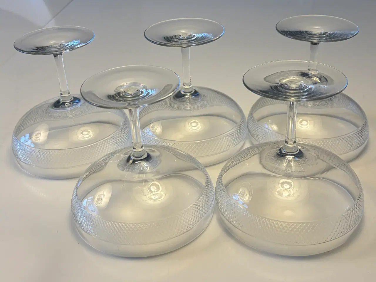 Billede 5 - Champagneskåle 5 stk. med pyramideformet slibning