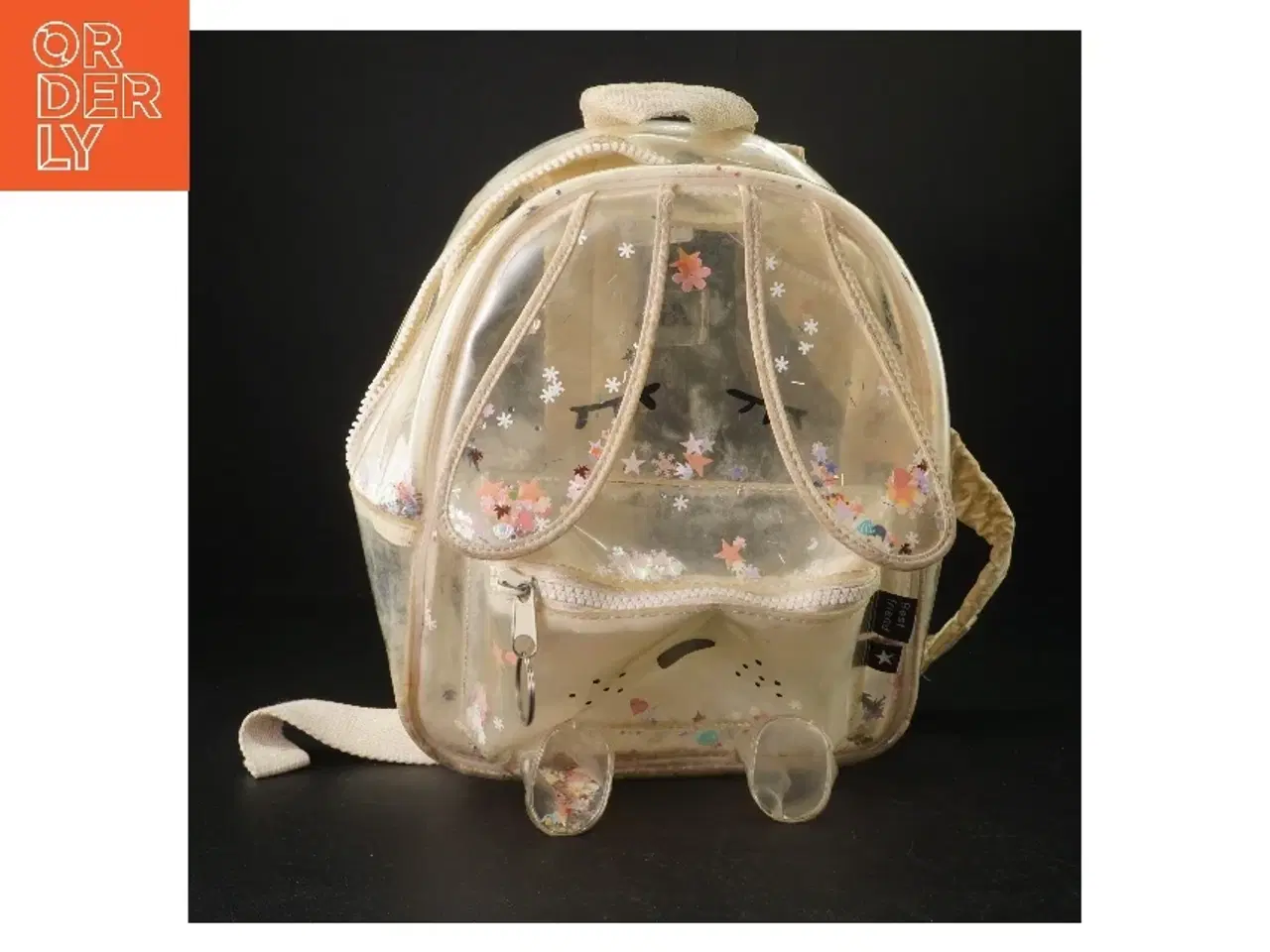 Billede 1 - Gennemsigtig rygsæk med glitter og mønster fra Zara (str. 29 x 23 cm)