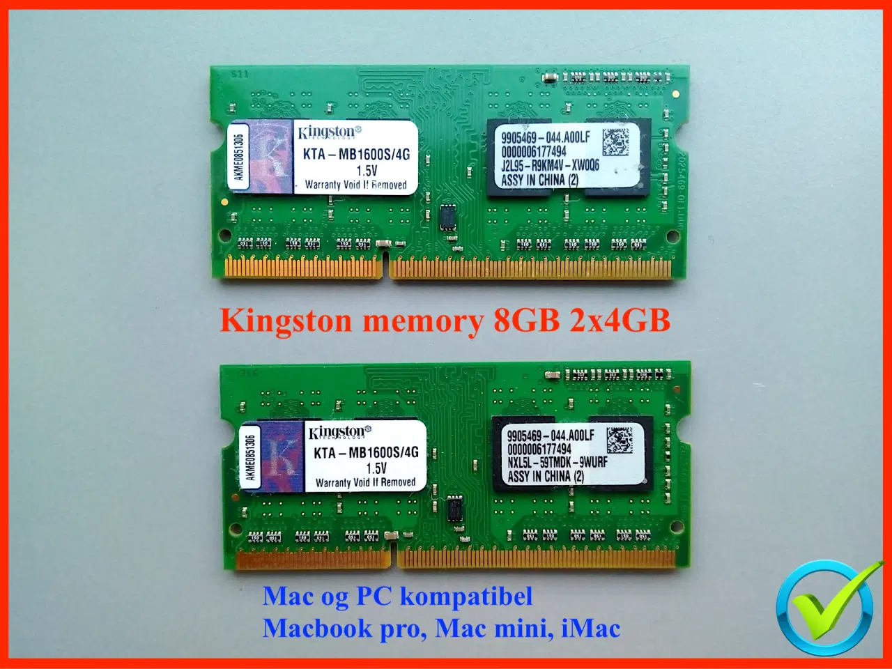 Billede 1 - Kingston RAM 8GB 2x4GB