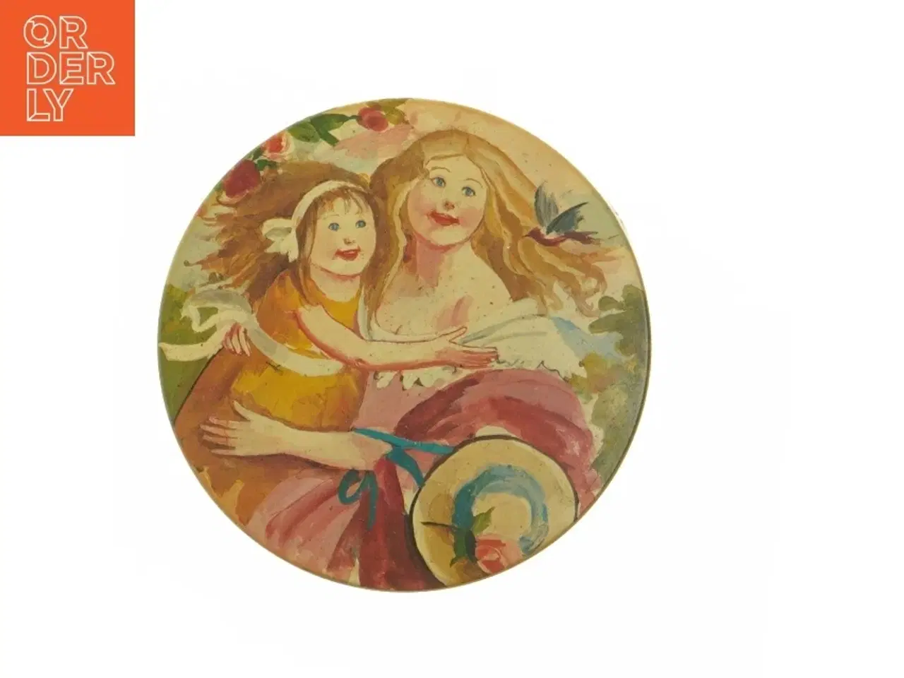 Billede 3 - Malet rund metalbeholder med låg fra Irma (str. Ø. 11,5 cm. længde, 15 cm)