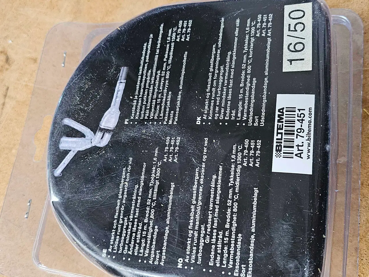 Billede 2 - Udstødningsbandage, Sort 52mm længde 15m. Ny 