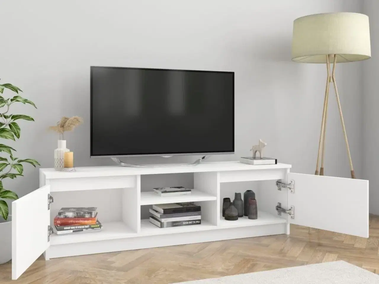 Billede 4 - Tv-bord 120x30x35,5 cm konstrueret træ hvid