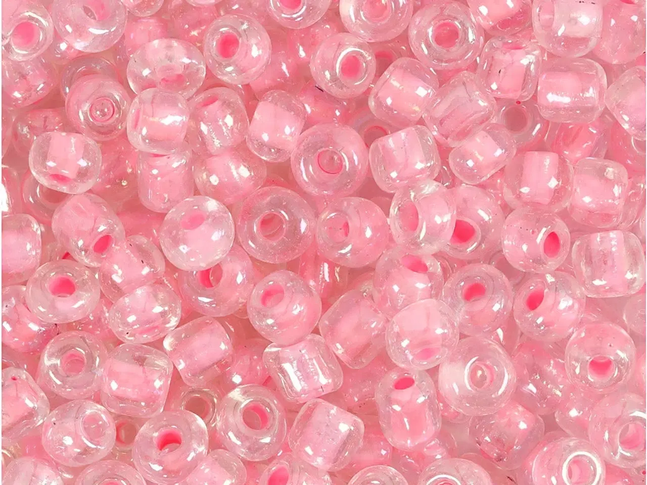 Billede 1 - Rocaiperler, diam. 4 mm, str. 6/0, hulstr. 0,9-1,2 mm, rosa kerne, 25g/ 1 pk.