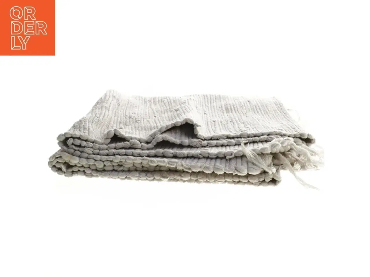 Billede 2 - Kludetæppe med frynser (str. 62x120 cm)