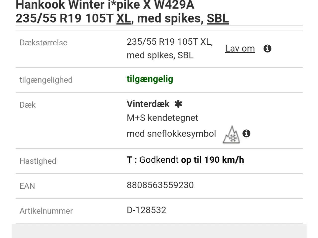 Billede 2 - Vinterdæk 19"