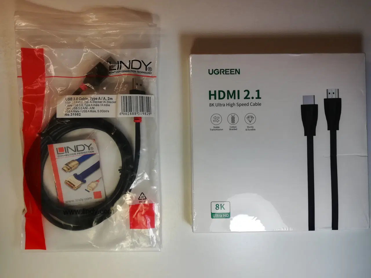 Billede 1 - USB 3.0 kabel A til A og HDMI 2.1 8K UHS kabel