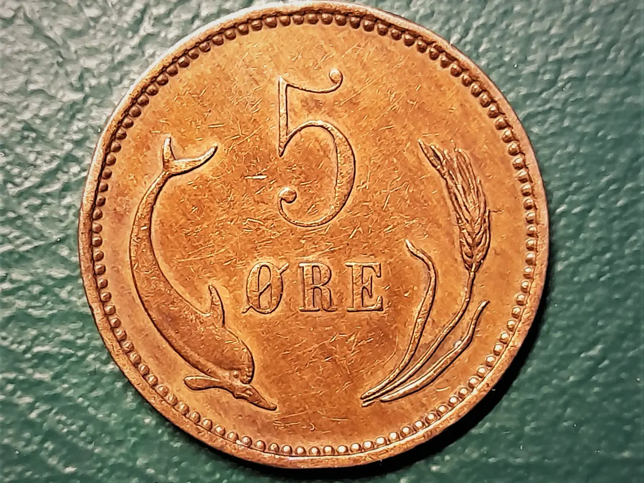 Billede 2 - 5 ØRE 1906 CHRISTIAN IX (Pudset, ellers Pæn)