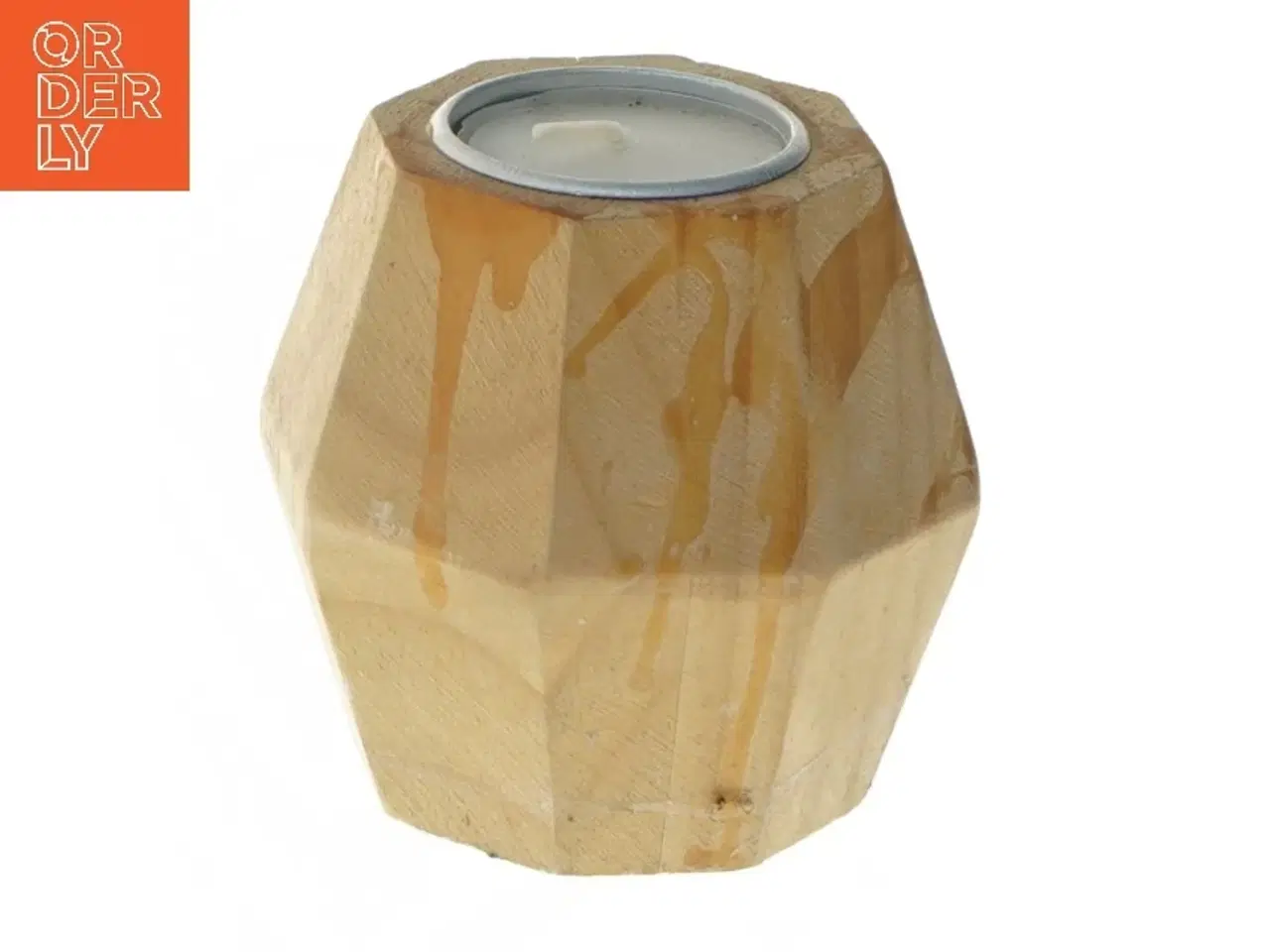 Billede 1 - Trælysestage med lys (str. 8 cm)