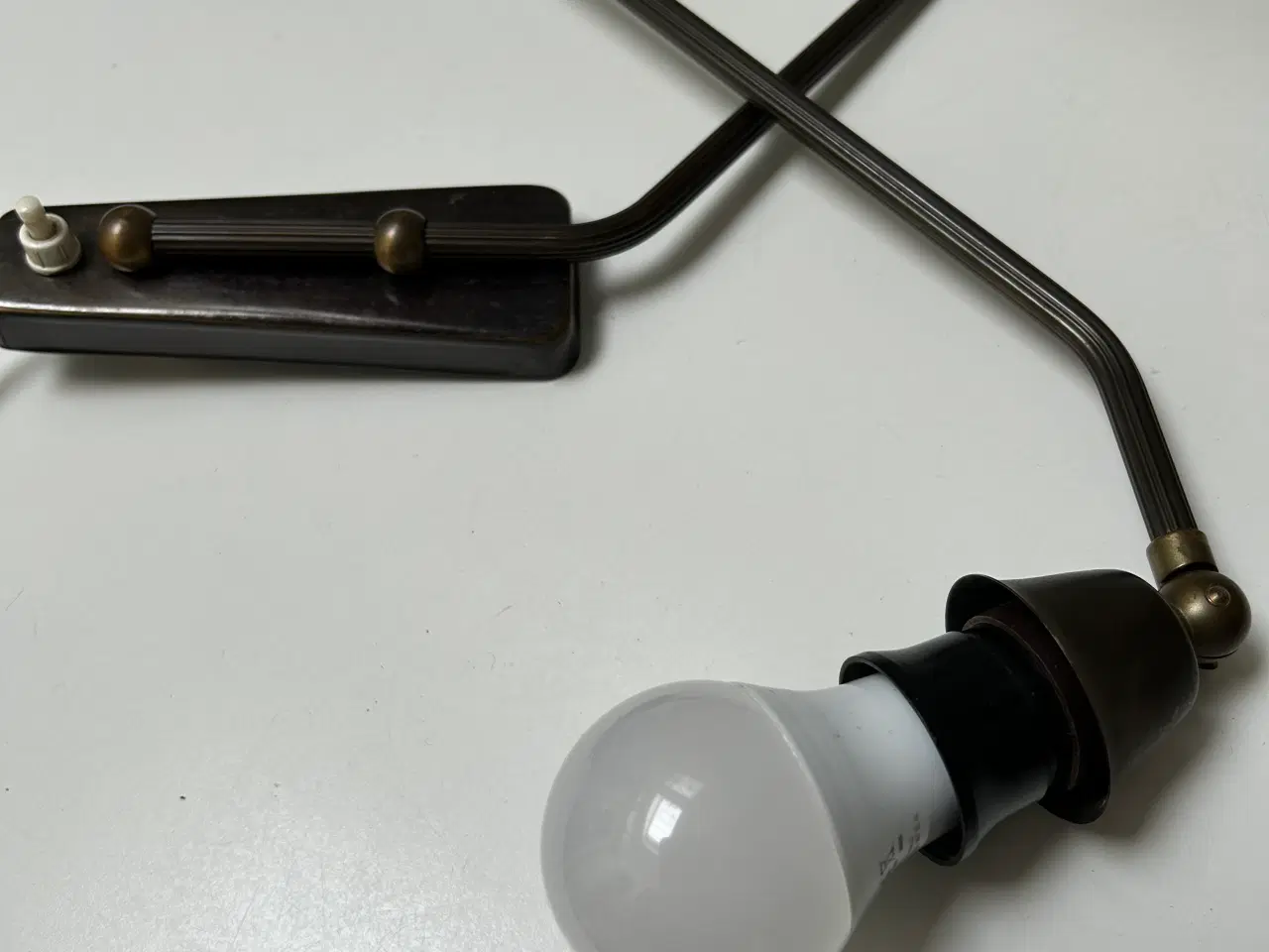 Billede 3 - Væglampe bruneret messing VINTAGE