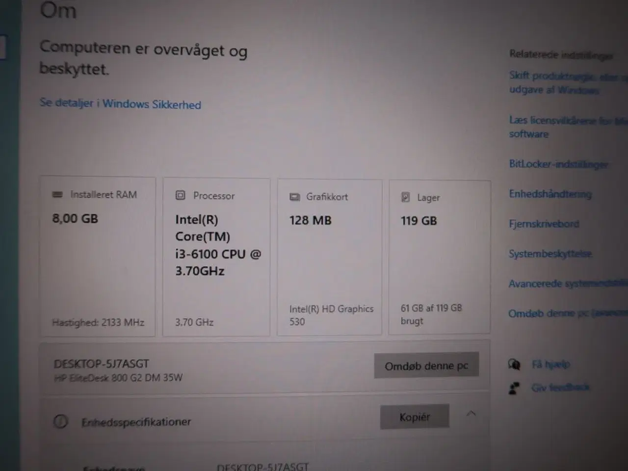 Billede 9 - 3 stk. computerskærme AOC 24B2 med tastatur, mus, computer HP EliteDesk