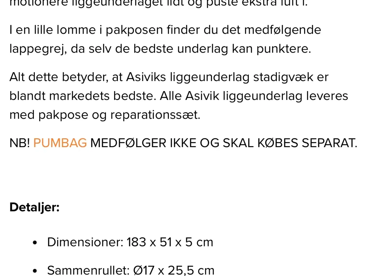 Billede 9 - Liggeunderlag Asivik med chairkit