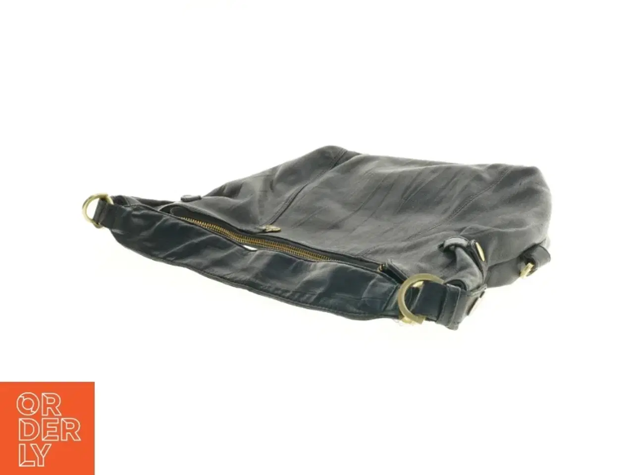 Billede 3 - Sort læder skuldertaske fra Adax (str. 39 x 29 cm)