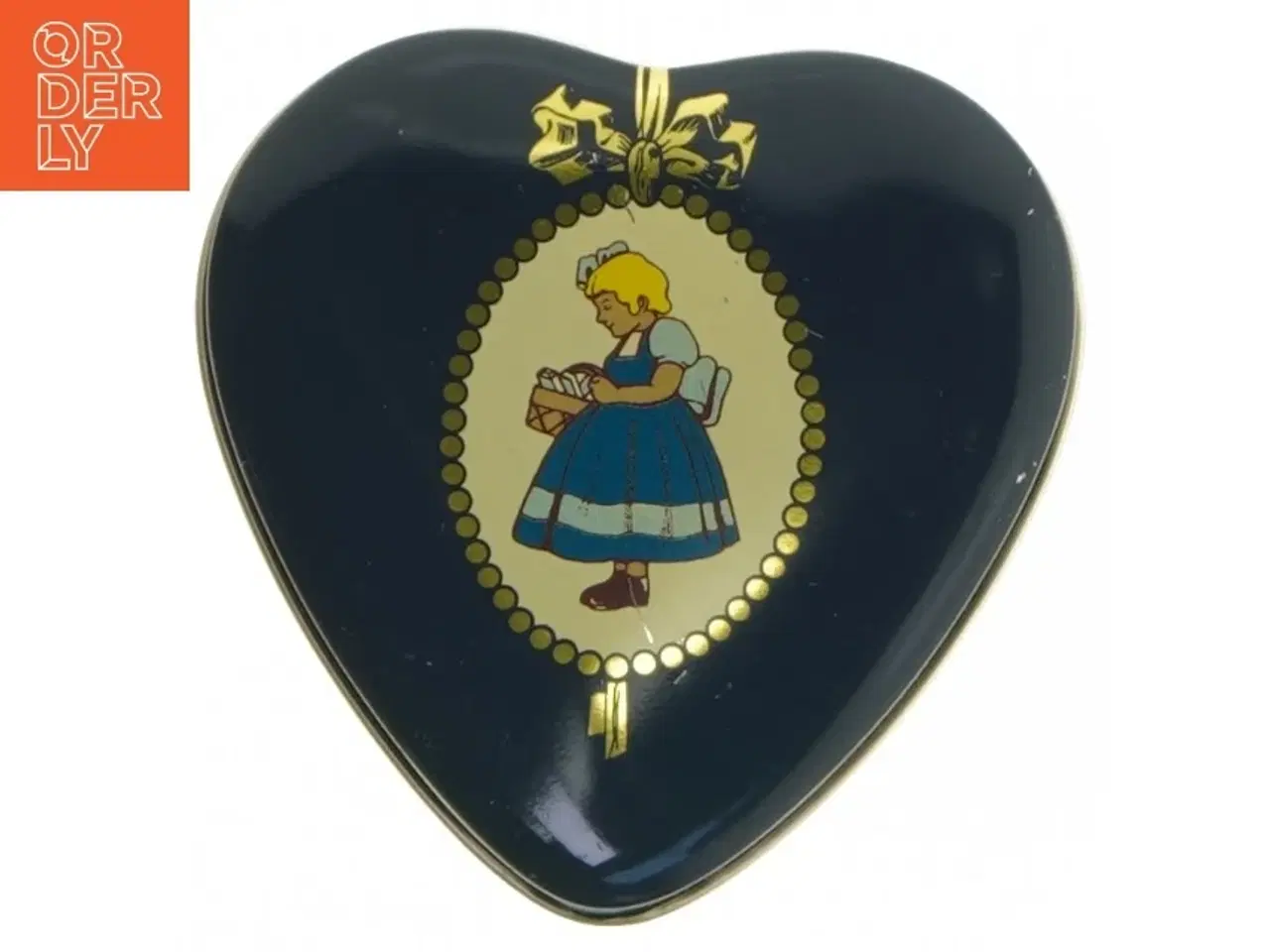 Billede 1 - Hjerteformet metalæske fra Irma (str. 9,5x9,5 cm)