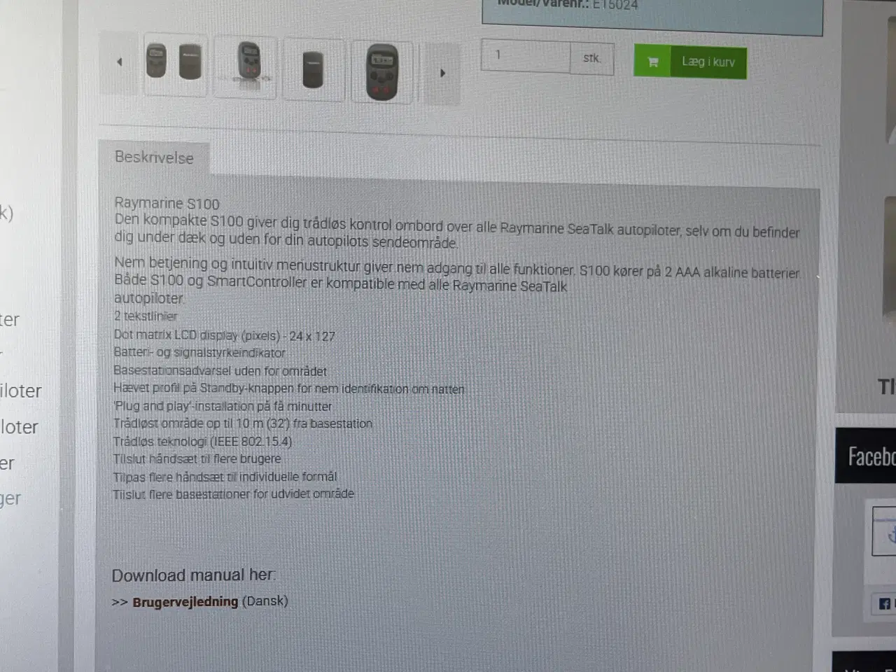 Billede 8 - Raymarine s100 system Trådløs  Autopilot kontrolen