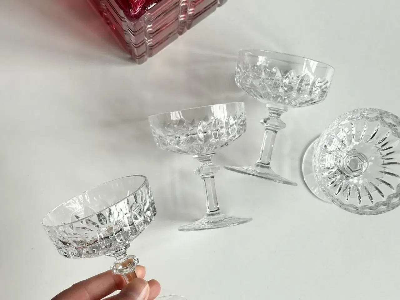 Billede 4 - Likørskåle, krystalglas, 4 stk samlet