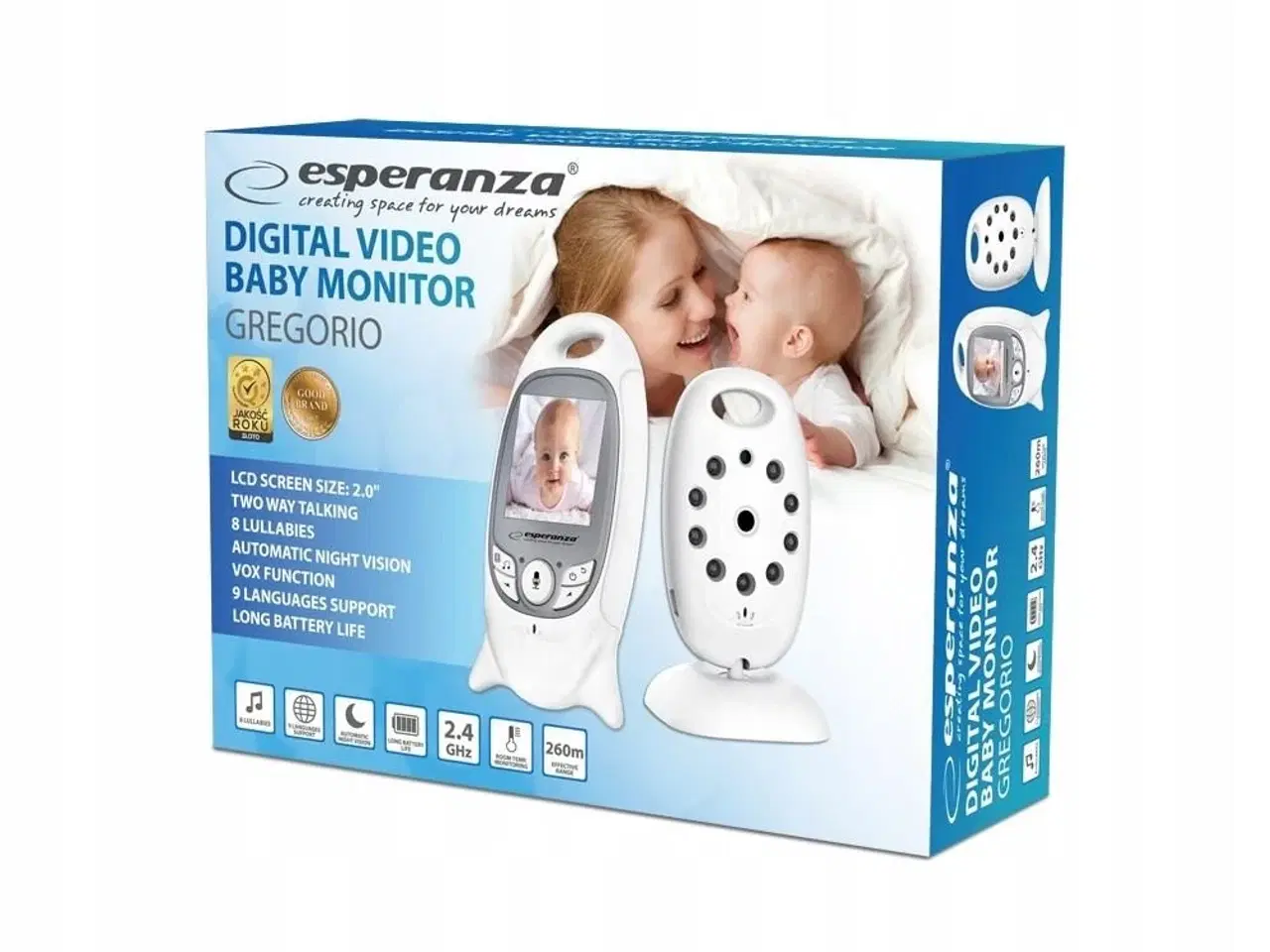 Billede 5 - Babyalarm med video – Esperanza EHM001, 260 m, hvid