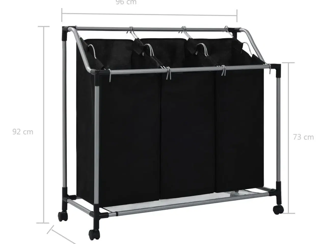 Billede 7 - Vasketøjskurv med 3 poser stål sort