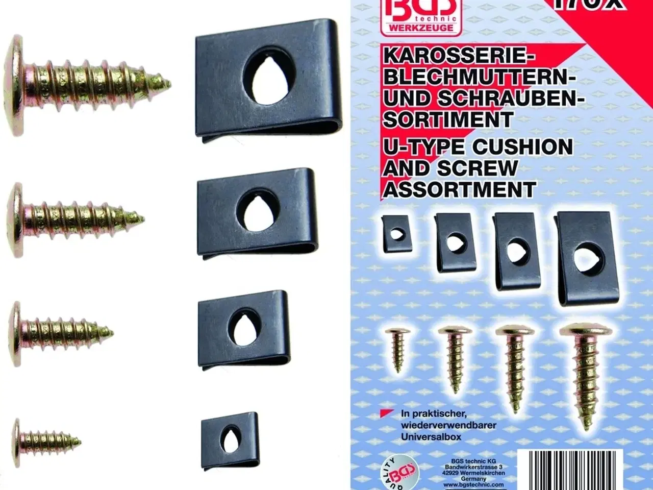 Billede 1 - BGS Clips/skruesortiment 3-4-5-6mm. 170 dele