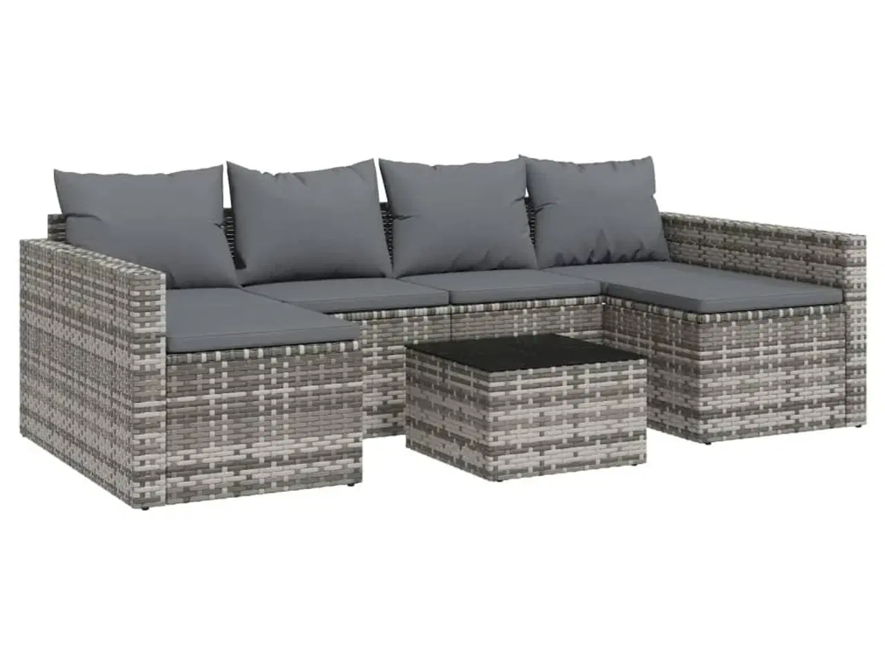 Billede 2 - Loungesæt til haven 2 dele med hynder polyrattan grå