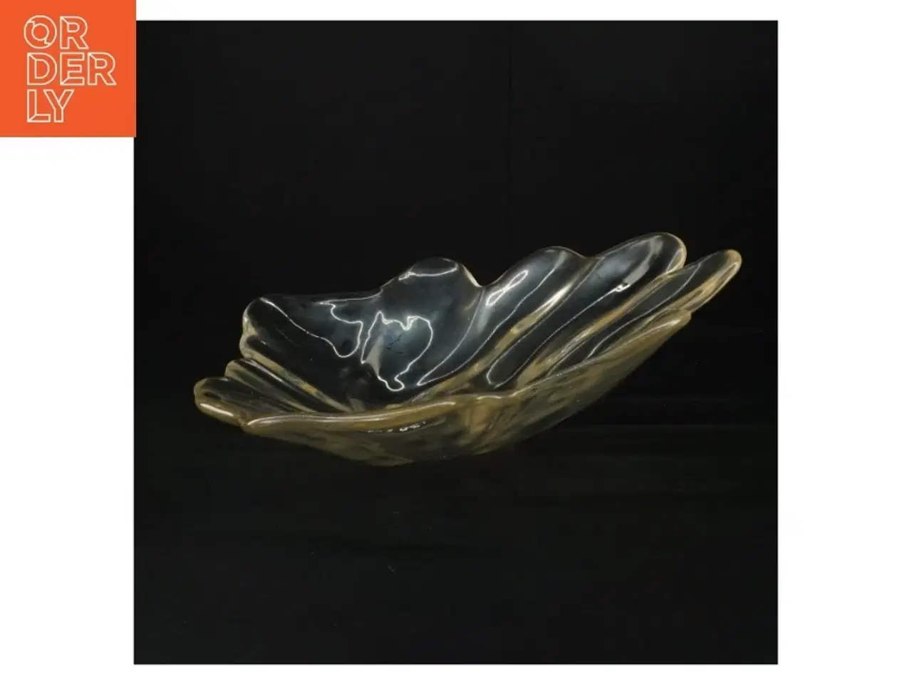 Billede 1 - Glas skål i bladform (str. 35 x 25 cm)